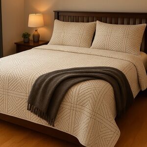 Pottery Barn Black and White 100% Cotton Geometric Quilt